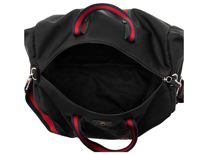 Borsa duffle Gucci Techno Canvas Web Animalier Nero - vista 7
