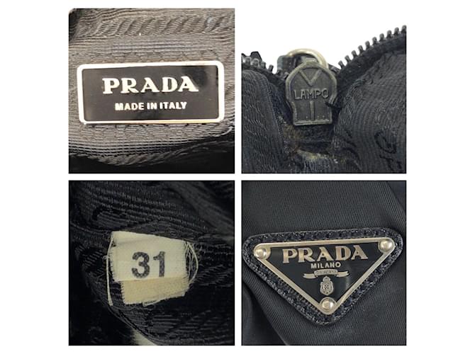 Borsa a Spalla Prada Nylon Tessuto Triangle Logo Nero - vista 4