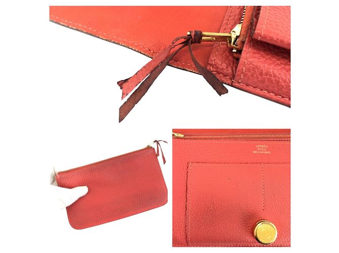 Hermès Portafoglio lungo Hermes Dogon GM Rosso - vista 7