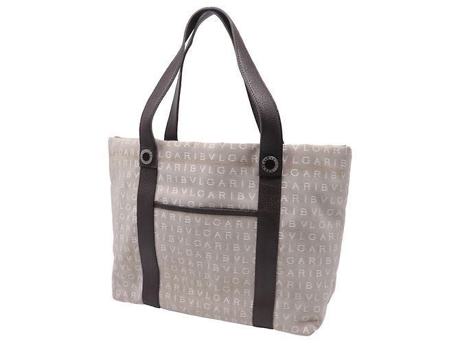 Bulgari Bvlgari Logo Mania Tote aus beigefarbenem Canvas - Ansicht 2