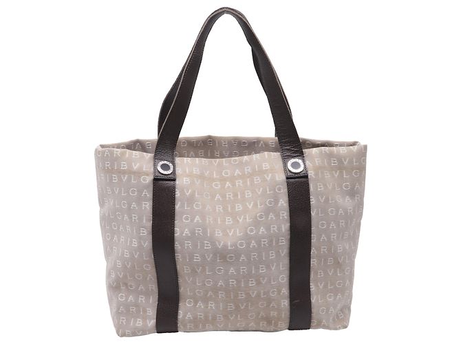 Bulgari Bvlgari Logo Mania Tote aus beigefarbenem Canvas - Ansicht 4