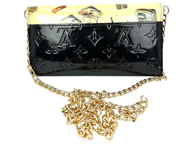 Portafoglio Louis Vuitton Sarah Monogram Vernis Stickers Black Limited Edition Nero - vista 2
