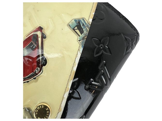 Portafoglio Louis Vuitton Sarah Monogram Vernis Stickers Black Limited Edition Nero - vista 4
