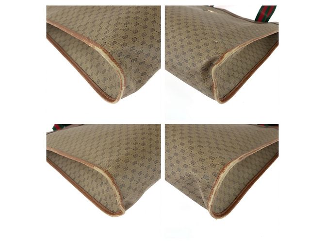Gucci Vintage GG Supreme Canvas Leather Tote Bag Brown - view 3