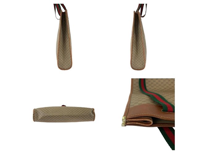 Gucci Vintage GG Supreme Canvas Leather Tote Bag Brown - view 9