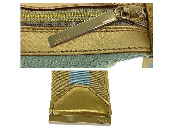 Bolsa de ombro hobo em canvas Gucci com detalhe Sherry Line Verde - vista 5