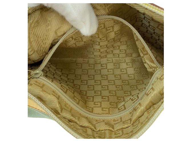Bolsa de ombro hobo em canvas Gucci com detalhe Sherry Line Verde - vista 9