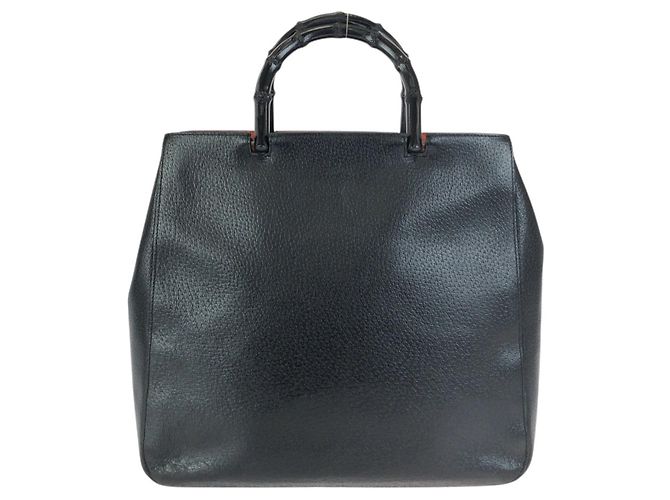 Bamboo Bolsa Tote de Couro com Alça de Bambu Gucci Preto - vista 2
