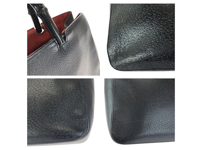 Bamboo Bolsa Tote de Couro com Alça de Bambu Gucci Preto - vista 6
