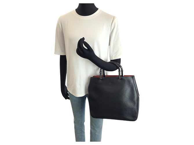 Bamboo Bolsa Tote de Couro com Alça de Bambu Gucci Preto - vista 7