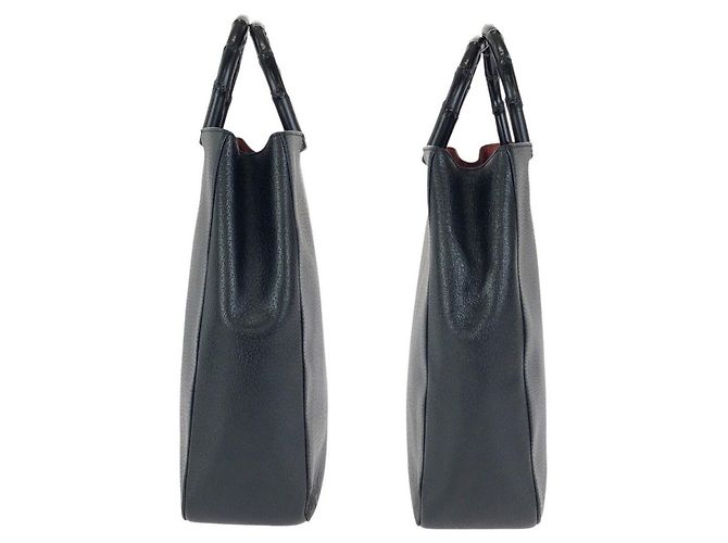 Bamboo Bolsa Tote de Couro com Alça de Bambu Gucci Preto - vista 8