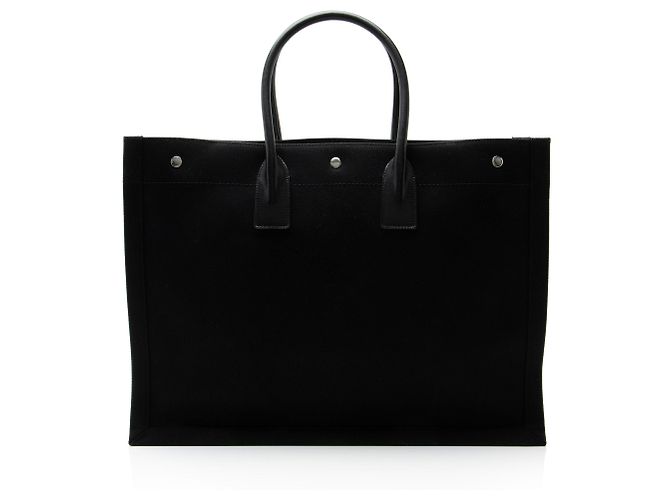 Tote Large Rive Gauche em canvas e couro de bezerro Saint Laurent Preto - vista 3