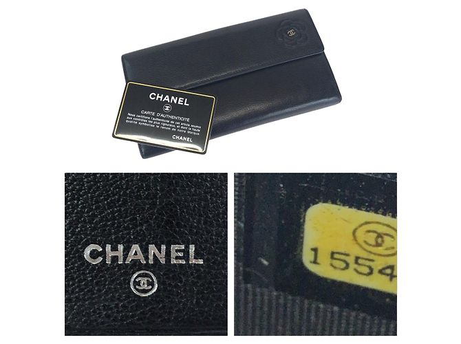 Portafoglio lungo in pelle Camellia Chanel Nero - vista 5