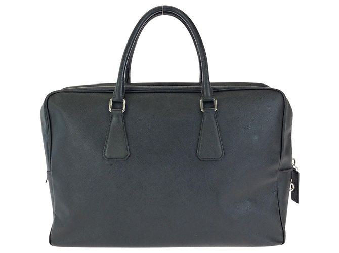 Valigetta in pelle con placca logo Prada Nero - vista 2