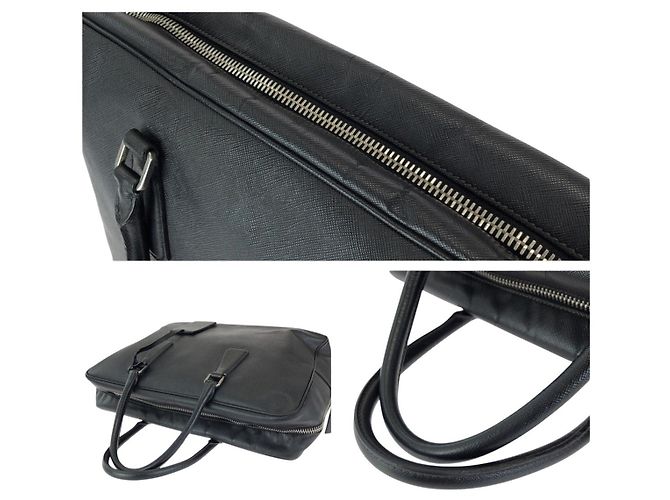 Valigetta in pelle con placca logo Prada Nero - vista 6