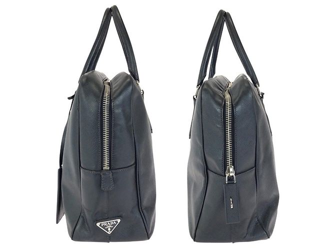 Valigetta in pelle con placca logo Prada Nero - vista 8