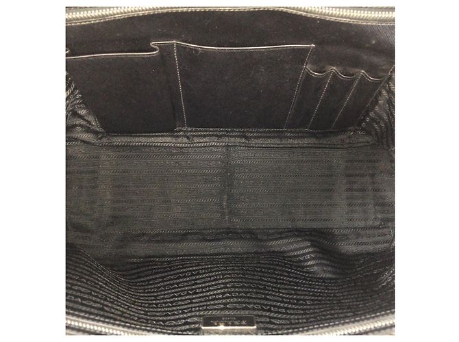 Valigetta in pelle con placca logo Prada Nero - vista 9