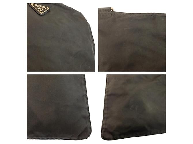 Borsa a Spalla Prada Nylon Tessuto Triangle Logo Nero - vista 6
