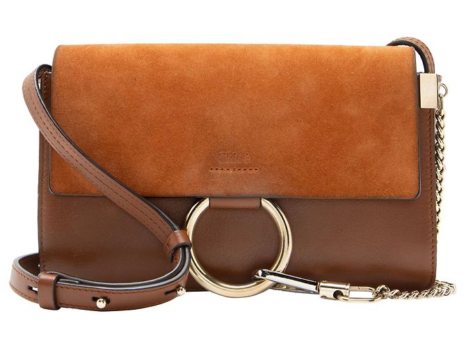 Chloé Borsa a tracolla Faye Small in scamosciato di vitello Chloe Marrone - vista 10