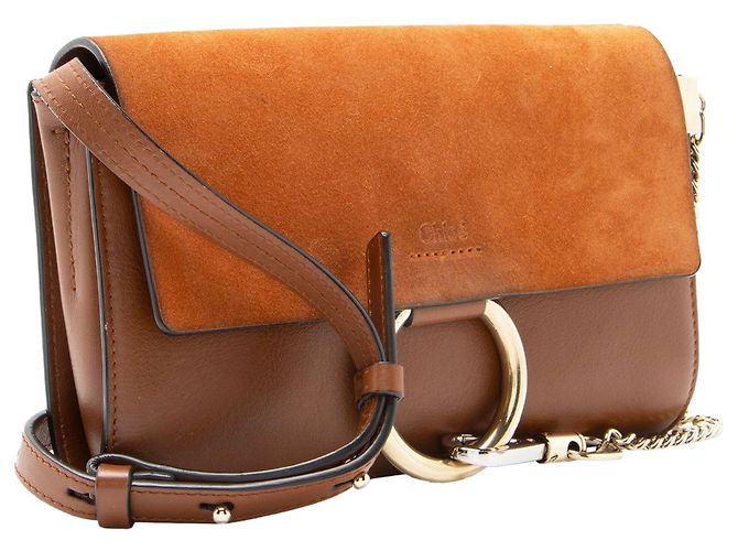 Chloé Borsa a tracolla Faye Small in scamosciato di vitello Chloe Marrone - vista 9