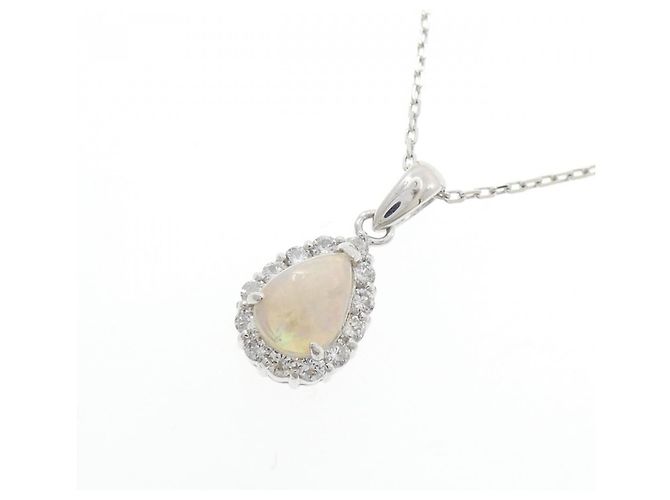 Autre Marque Collana in oro bianco Au750 con opale e diamante Argento - vista 3