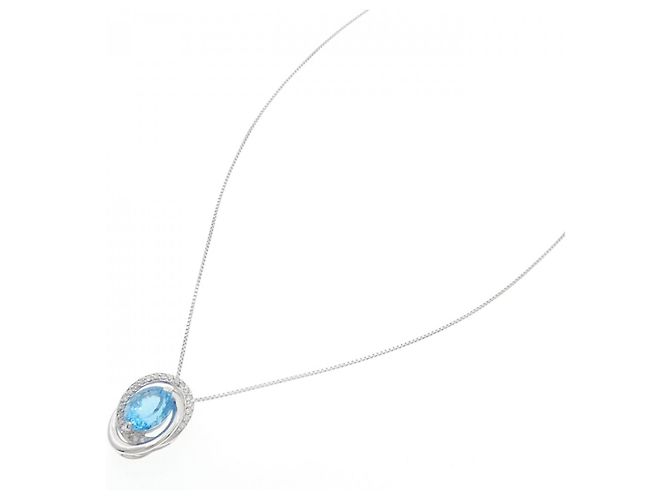 Autre Marque Collana con diamante e topazio blu Au750 - vista 2