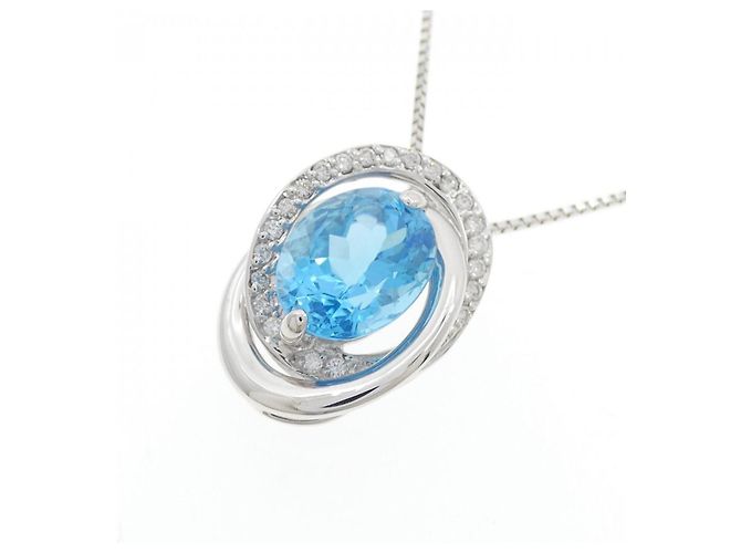 Autre Marque Collana con diamante e topazio blu Au750 - vista 3