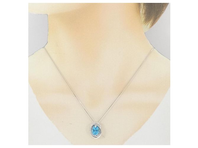 Autre Marque Collana con diamante e topazio blu Au750 - vista 6