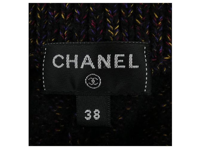 Pantalon en mélange de cachemire Chanel Noir Orange Violet - vue 5