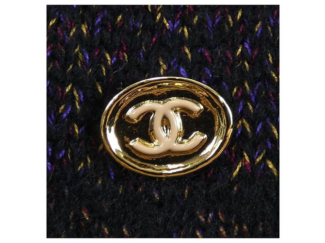 Pantalon en mélange de cachemire Chanel Noir Orange Violet - vue 7