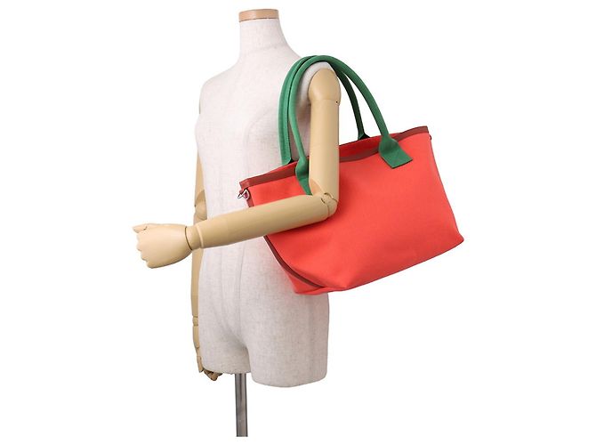 Hermès Bolsa Tote Hermes So Cabas Petit H Verde Laranja - vista 4