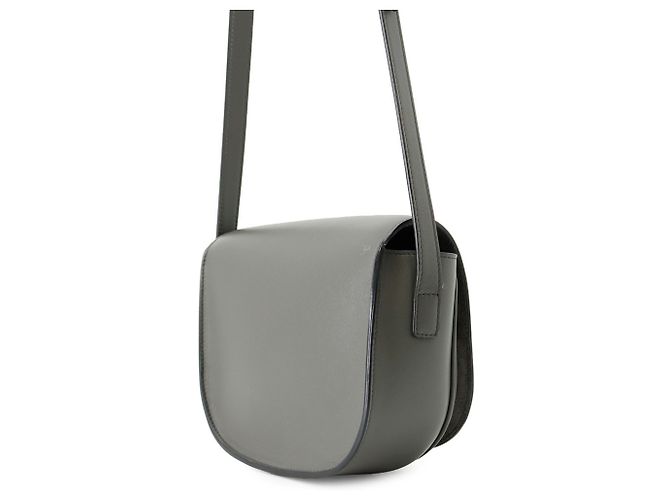 Triomphe Céline Borsa a tracolla in pelle grigia Celine Marrone - vista 2