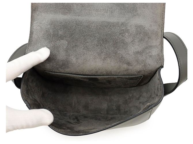 Triomphe Céline Borsa a tracolla in pelle grigia Celine Marrone - vista 5