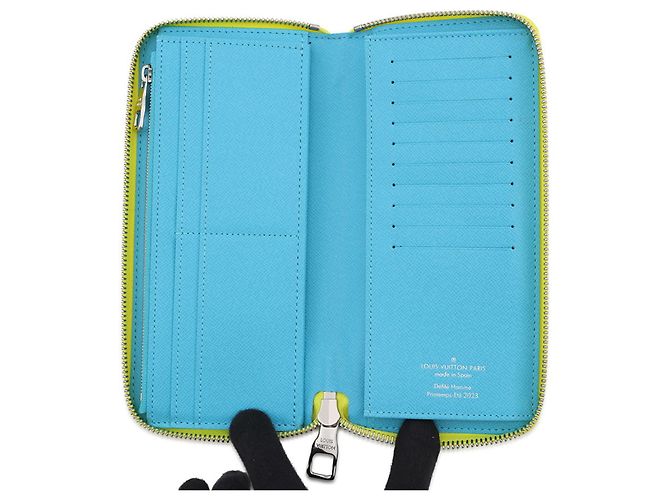 Louis Vuitton Monogram Playground Zippy Long Wallet Blau Gelb - Ansicht 4