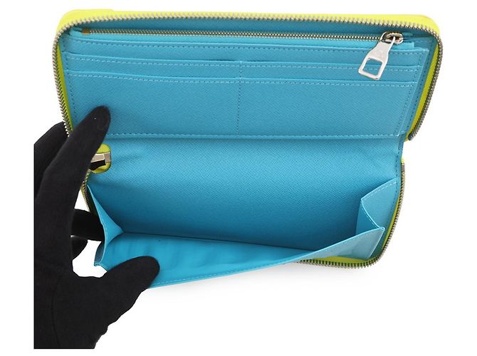 Louis Vuitton Monogram Playground Zippy Long Wallet Blau Gelb - Ansicht 5