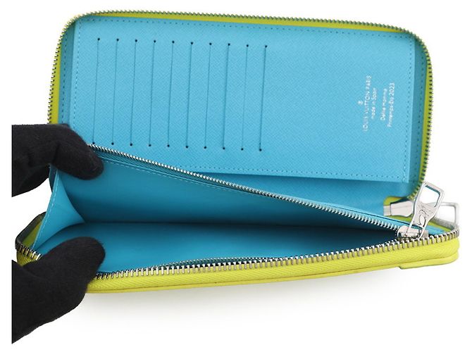 Louis Vuitton Monogram Playground Zippy Long Wallet Blau Gelb - Ansicht 6
