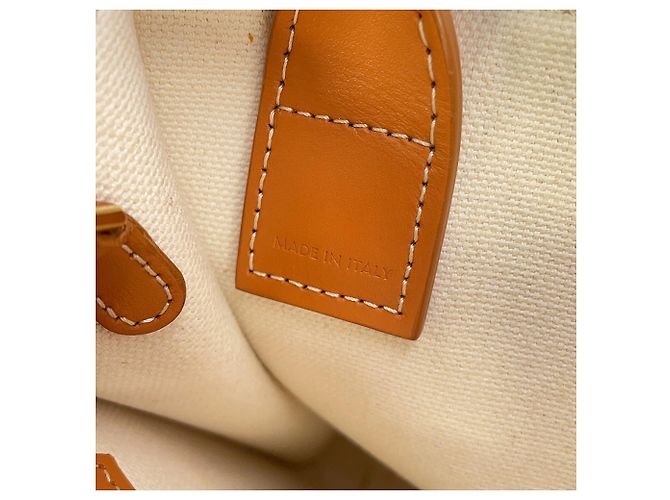 Céline Borsa Celine Mini Vertical Cabas in tela e pelle Marrone Beige - vista 18