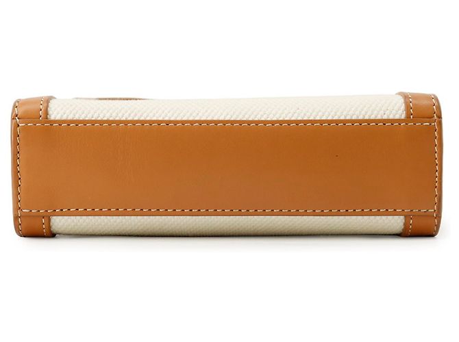 Céline Borsa Celine Mini Vertical Cabas in tela e pelle Marrone Beige - vista 3