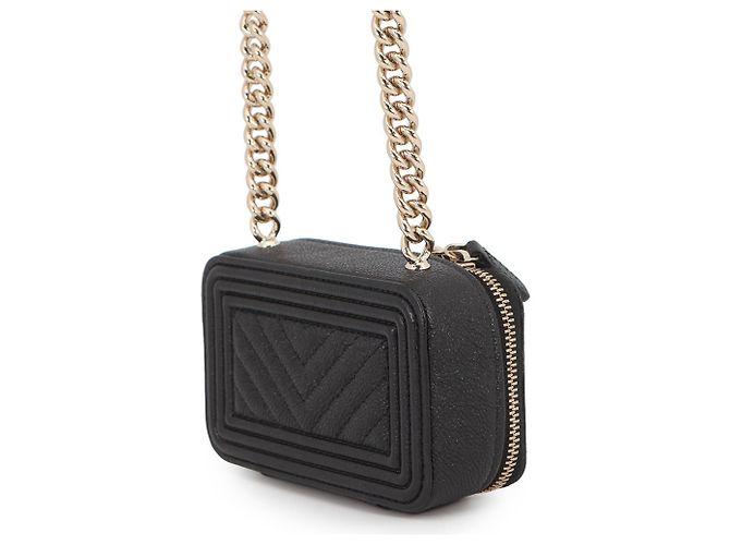 Borsa a Spalla Chanel Boy Mini Caviar Skin Nero - vista 2