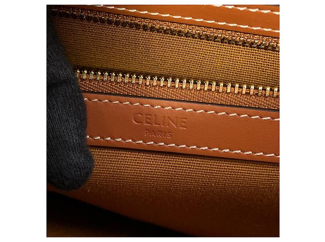 Céline Borsa Tote in Pelle Celine Triomphe Medium Marrone - vista 14