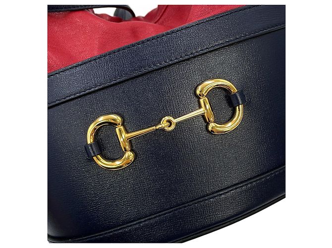 Borsa a Spalla Gucci Horsebit 1955 in Pelle Rosso Blu navy - vista 10