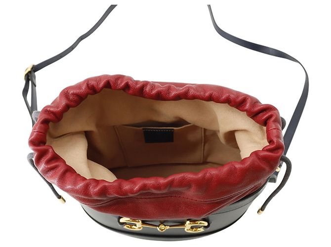 Borsa a Spalla Gucci Horsebit 1955 in Pelle Rosso Blu navy - vista 5