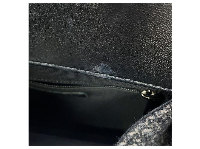 Sac à bandoulière Chanel Matelassé Tweed Noir Multicolore Marron foncé - vue 10