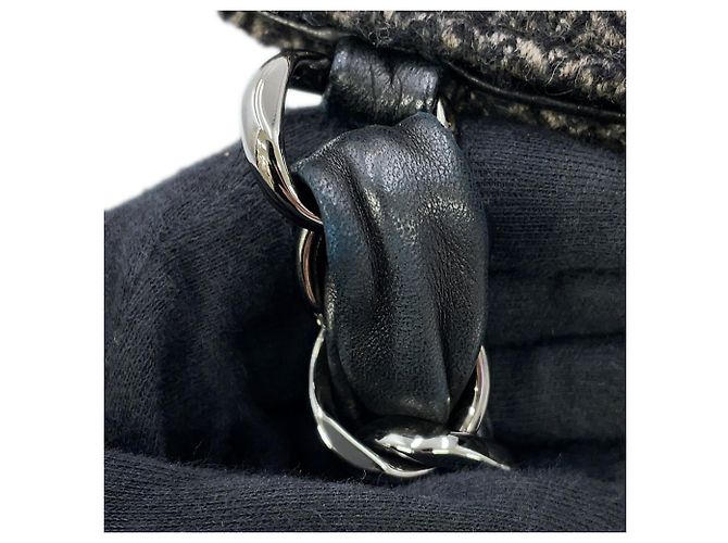 Sac à bandoulière Chanel Matelassé Tweed Noir Multicolore Marron foncé - vue 11