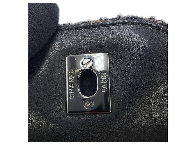 Sac à bandoulière Chanel Matelassé Tweed Noir Multicolore Marron foncé - vue 13