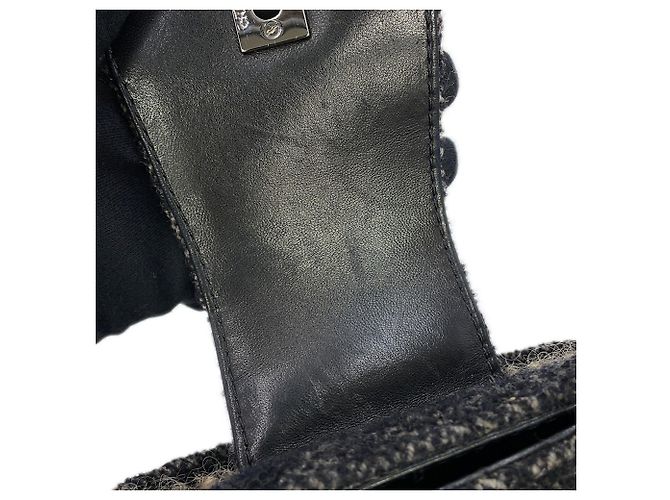 Sac à bandoulière Chanel Matelassé Tweed Noir Multicolore Marron foncé - vue 8