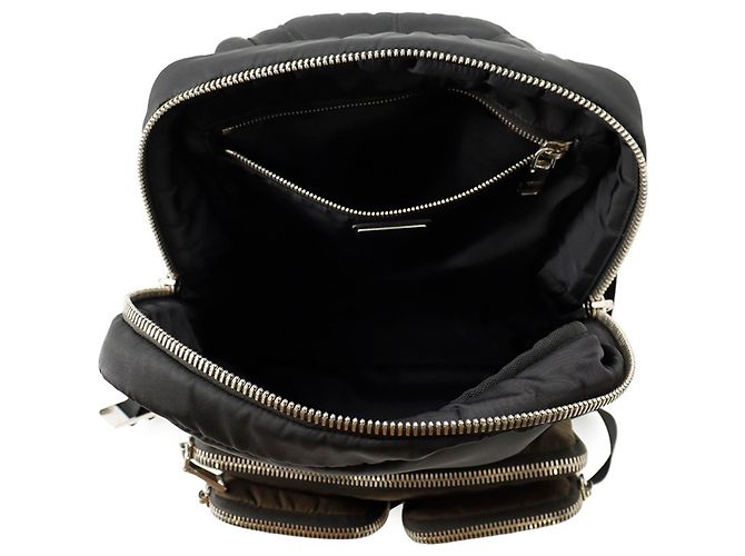 Zaino Prada in nylon e gomma nero kaki Cachi - vista 5