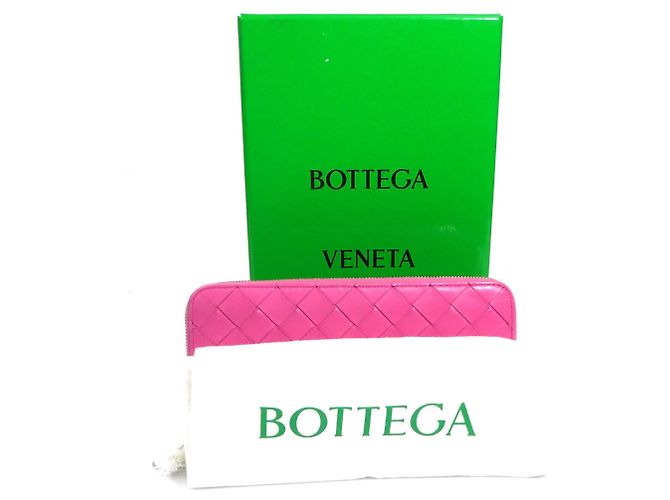 Cartera larga de cuero rosa Bottega Veneta - vista 16