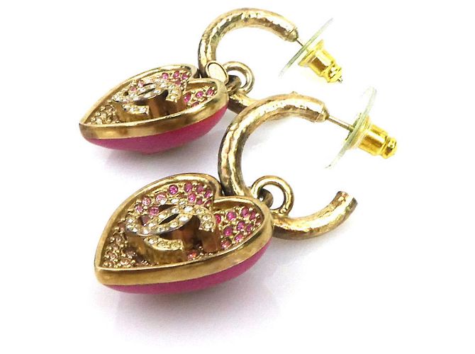 Orecchini pendenti a cuore in oro rosa Chanel D'oro - vista 3