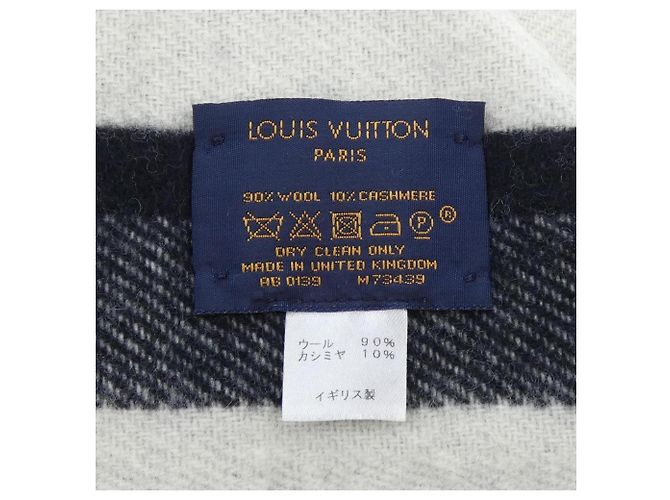 Louis Vuitton Kaschmir-Stola Schwarz Weiß Blau - Ansicht 3